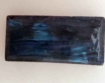 Abstract Art Handpainted Ceramic Magnet Turquoise Blue, Black Unique Design