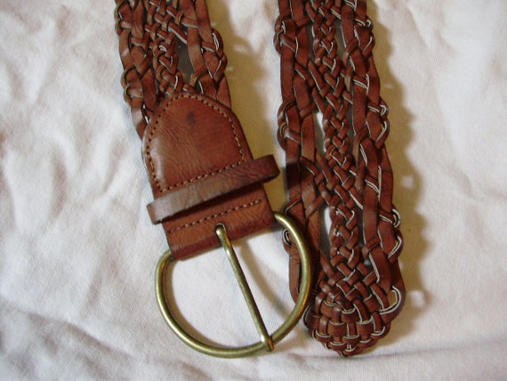 Items similar to Vintage 1990s Womens Woven Leather Belt Size 5 on Etsy