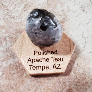 Rocks, Stones, Gemstones and Geodes, laser engraved display stand, Small measures 1.5&quot;x1.5&quot; Octagon A beautiful way to display your findings
