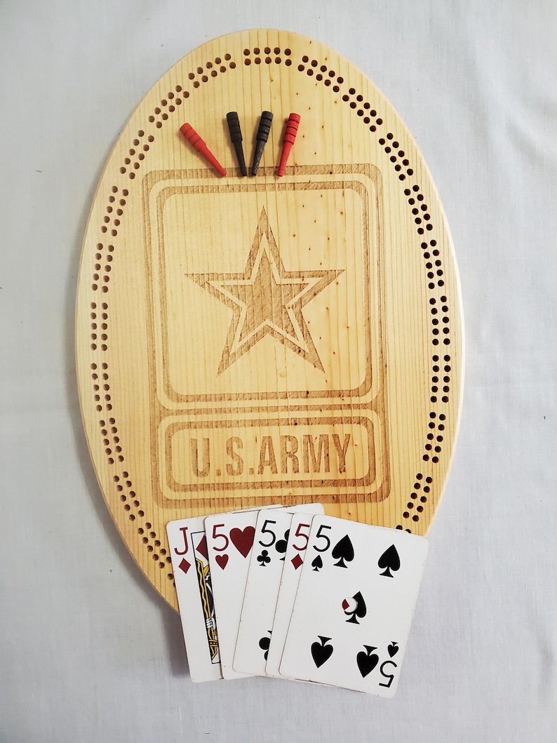US Army Oval Cribbage Board, 2 Player, Laser Engraved, Very Detailed ...