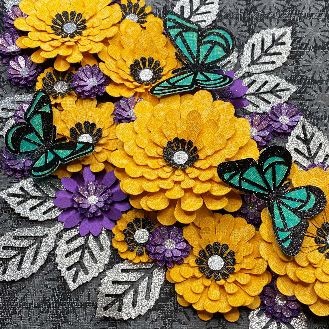 Paper Flower Shadow Box Paper Flower Arrangement Shadow Box Etsy