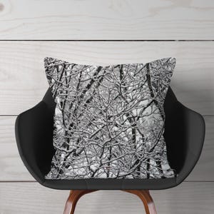 Snowy Trees, pillow or pillow cover, winter home decor, winter decor chusion