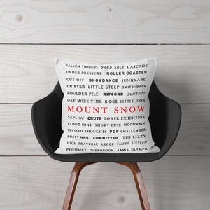 Mount Snow Ski Trails Ski Decor Pillow or Cover, ski house winter decor, ski bum gifts, skiing gifts, skiing pillows, cabin, Vermont Decor