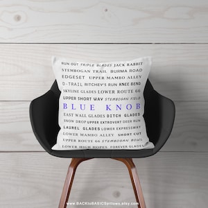 Blue Knob Ski Trails Ski Decor Pillow or Cover, Ski House Winter Decor, Skier Gifts, Skiing Gifts, Skiing Pillows, Cabin Ski Lodge Decor