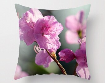 Towards the Light, pillow or cover   home decoration,flower, bush, pink, floral, spring decor, interior design, accent pillow or cover