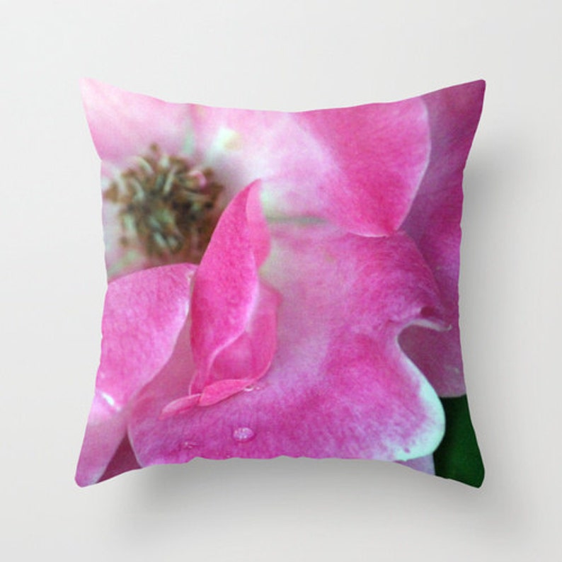 Pink Rose Pillow or Cover Home Decoration Flower White Etsy