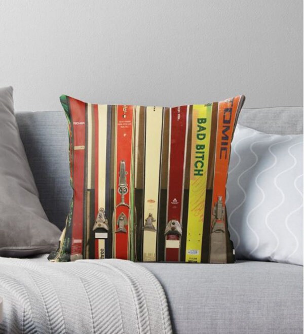 Ski Decor pillow or cover, Vintage Skis,   home decor, winter decor, interior design, skiing gifts, skiing pillow or covers, ski home decor