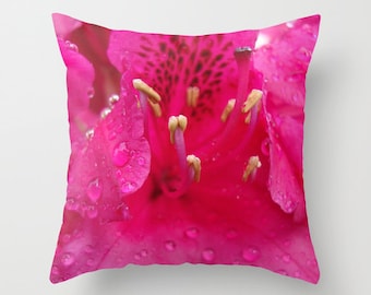 Rhododendron, pillow or cover   home decoration, flowers, Pink, yellow,floral,country living,interior design, macro, abstract