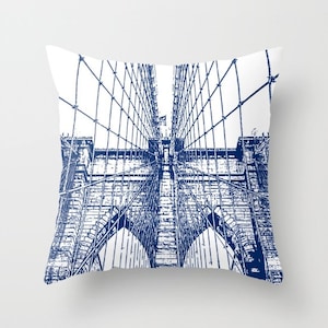 Brooklyn Bridge, Pillow home decor,blue,modern,Urban Decor,New York City,Accent Pillow,Decorative Pillow,Travel Decor, Dorm