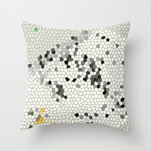 Big Addition - Architectural Abstract, pillow or cover  poly fabric, cotton, linen,home decor,black,white,yellow,graphics,mosaic,modern