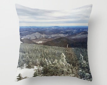 Killington Summit View, pillow or cover home decoration,winter decor,interior design,white,grey,winter,nature,snow,ski decor