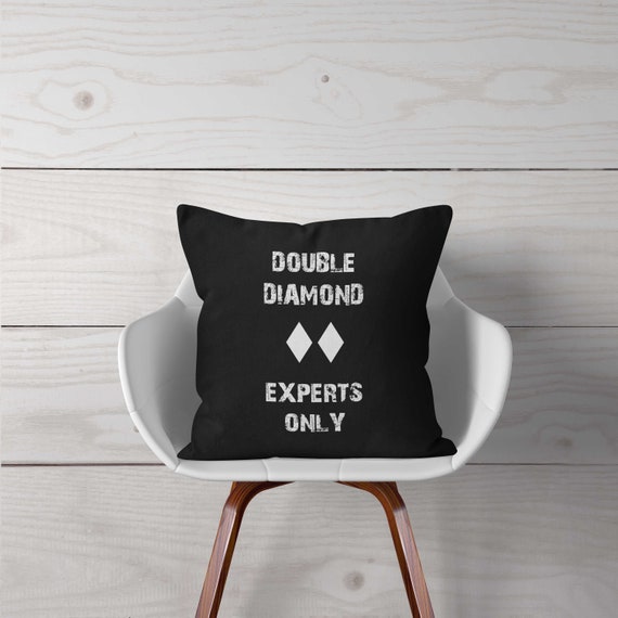 Ski Decor Pillow Double Diamond Experts Only Ski House Etsy