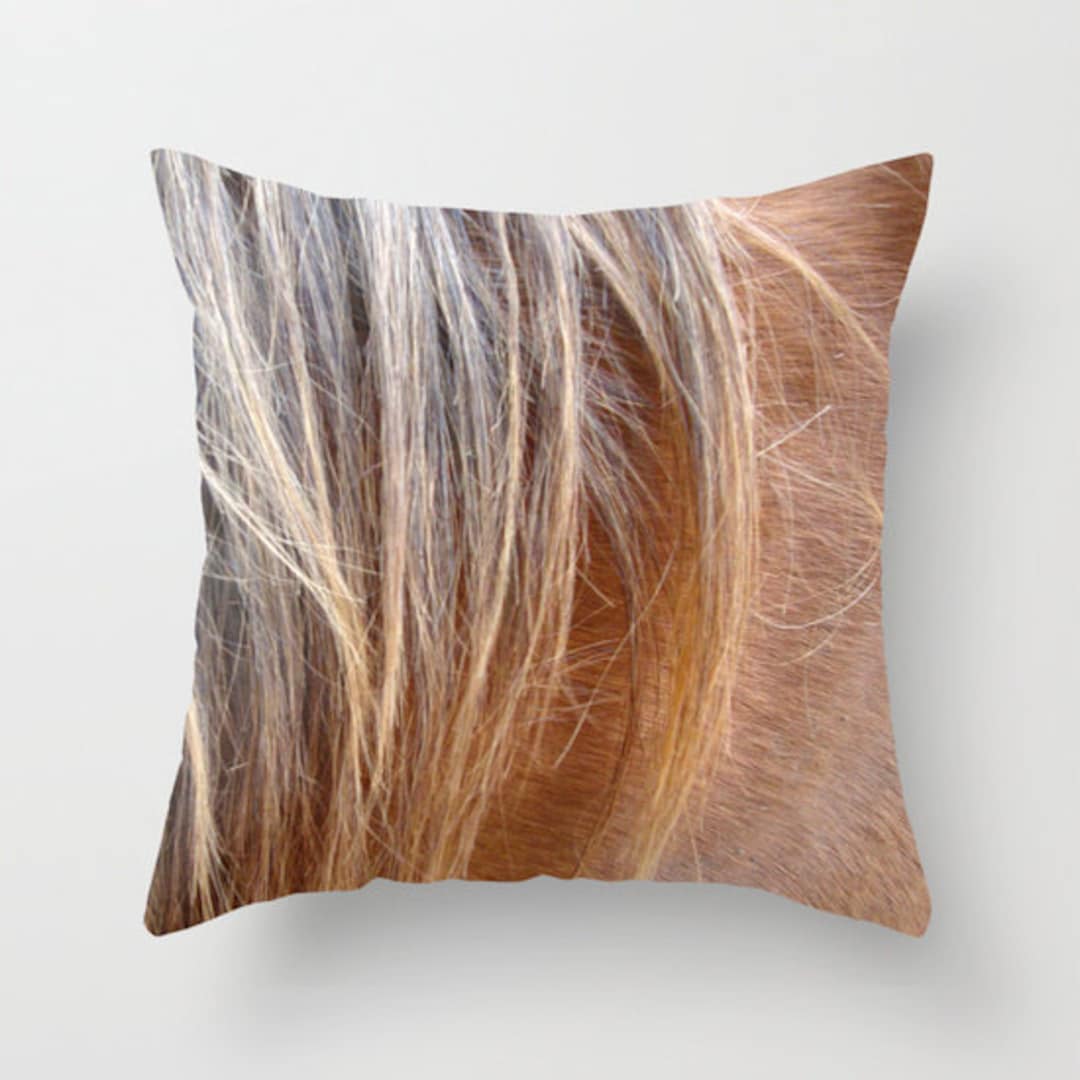 Horse Hair, Pillow or Cover Home Decoration, Brown,rustic,farm