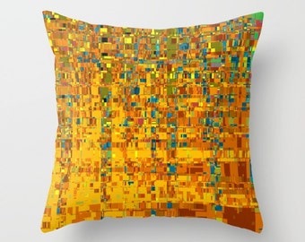 Abstract Klimt, Pillow,   home decor, yellow, orange, geometric, Decorative Pillow, InteriorDesign, digital art pillow