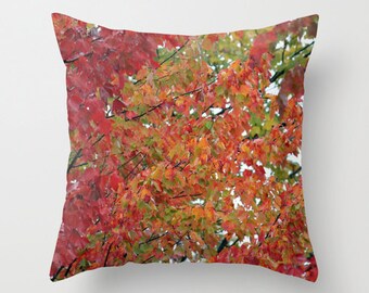 Wall of Colorful Leaves, pillow or cover   , home decoration, interior design, yellow, orange,green, Country, Farm, Rustic