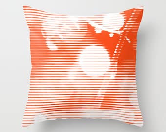 Dew Drop Orange, pillow or cover    home decoration, white, abstract, lines, monochromatic, graphics, pattern, modern design