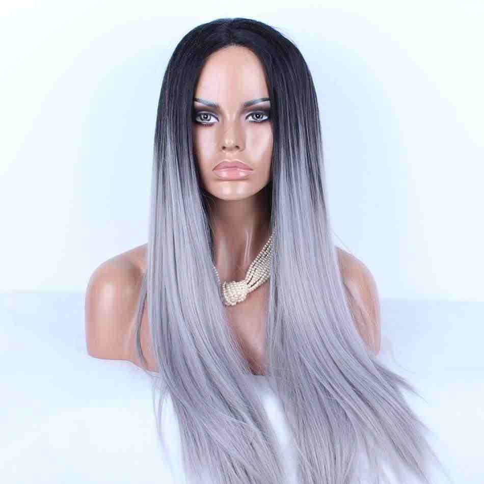 100% Brazilian Human Hair Grey Ombre Glueless Full Lace Wig Nadine.
