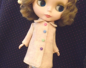 Blythe Doll Outfit Orange Flannelet Coat