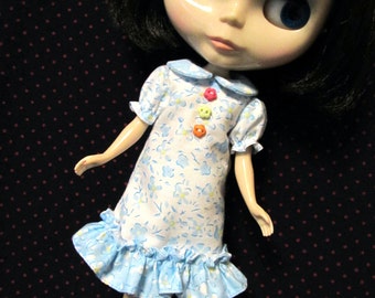 Blythe Doll Outfit Clothing Flower Print White Dress