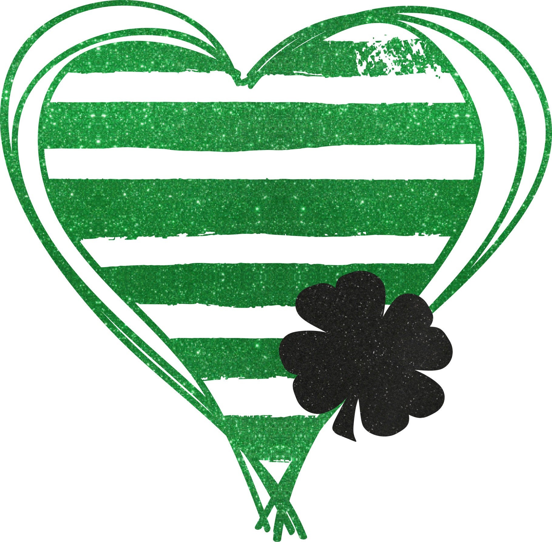 Digitaler Download Herz Kleeblatt schwarz und weiß