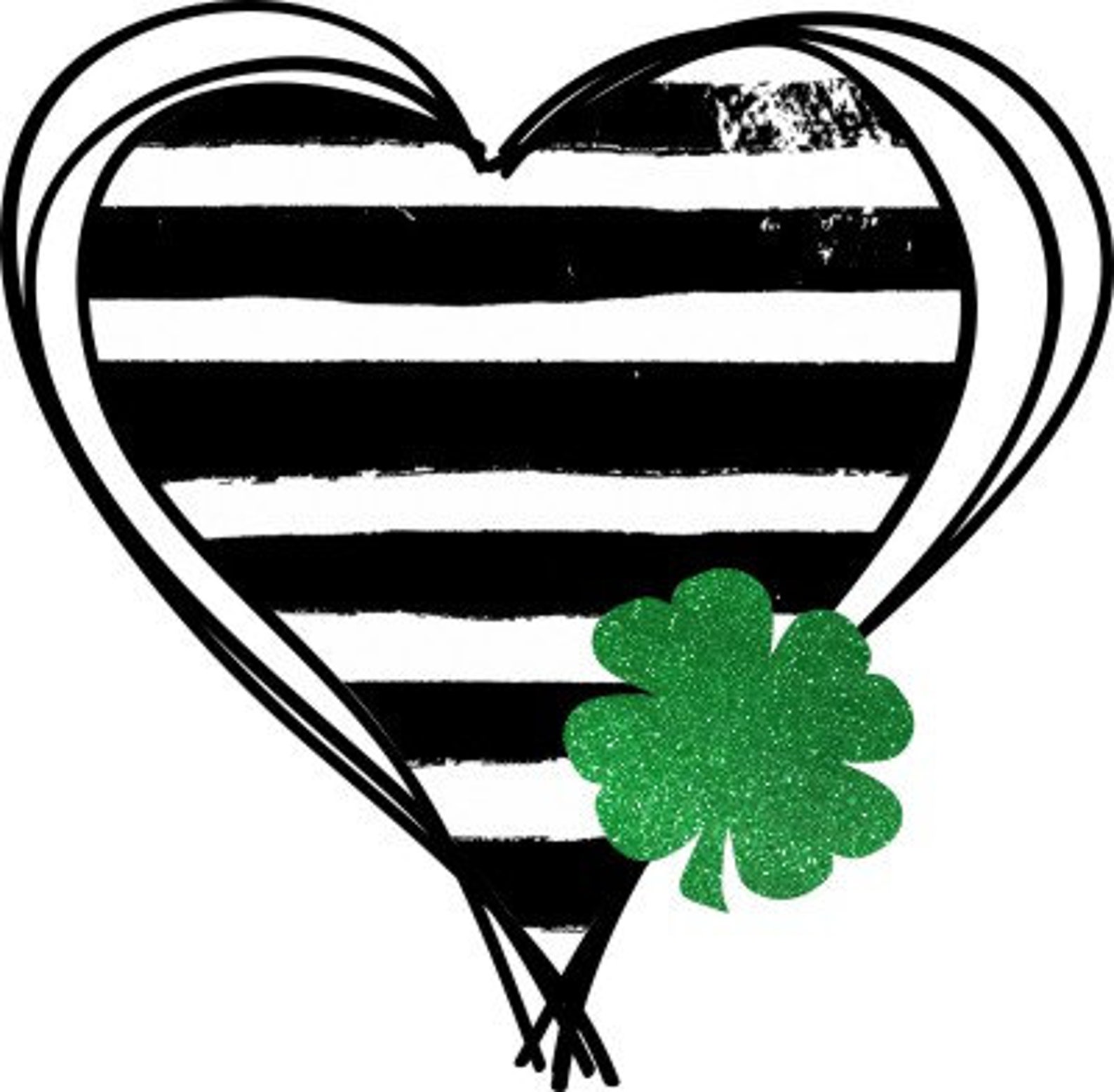 Digitaler Download Herz Kleeblatt schwarz und weiß