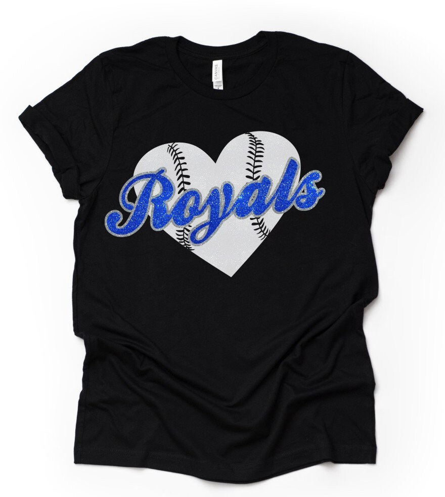 KC Royals Heart Glitter T-Shirt | Etsy