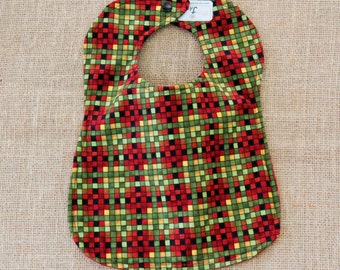 Red and Green Multi Color Checkered Cloth Baby Bib