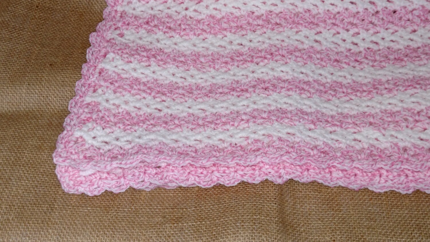 Pink & White Crochet Baby Blanket | Etsy