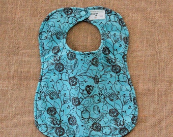 Blue & Brown Flower Cloth Baby Bib