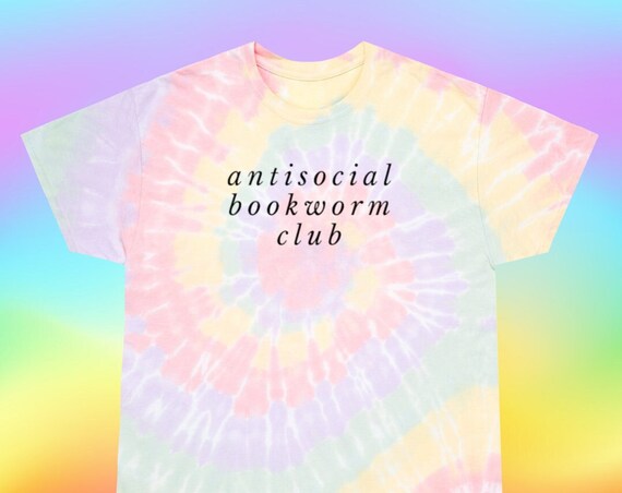 Antisocial Bookworm Club T-Shirt | Rainbow Pastel Tie-Dye
