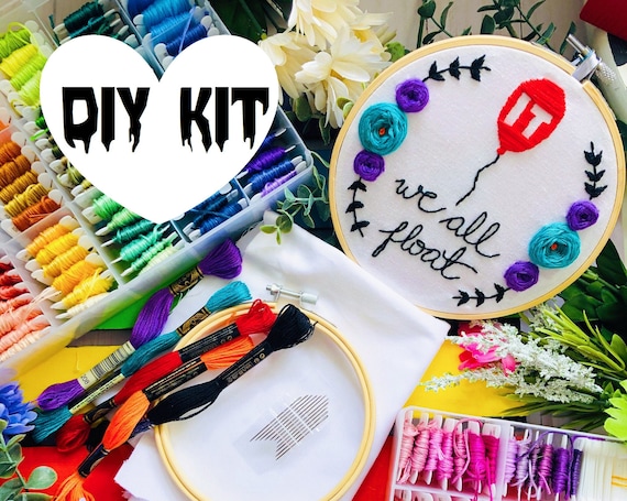 We All Float | DIY Embroidery Kit | Stephen King | Pennywise the Clown | IT Inspired | Embroidery Set | Hoop Art