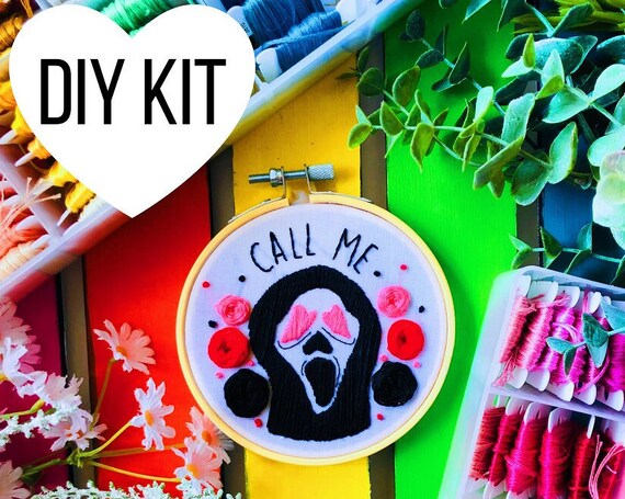 Ghostface | Call Me | DIY Embroidery Kit | Beginner | Scream | Horror Movies | Embroidery Kit | Hoop Art