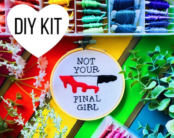 Final Girl | DIY Embroidery Kit | Beginner | Scream Queens | Horror Movies | Embroidery Kit | Hoop Art