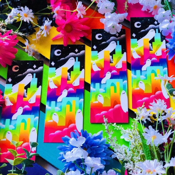 Ghost City Bookmark | Rainbow Ghosts | Colorful City