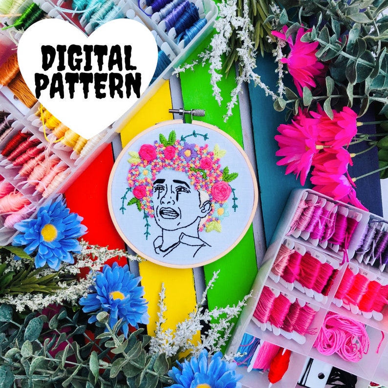 May Queen Embroidery Kit Hoop Art Intermediate Digital Pattern Midsommar