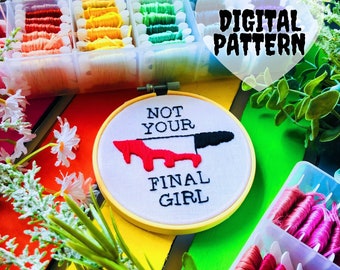 Not Your Final Girl Embroidery Pattern | Horror Movies | Digital Hand Embroidery Pattern | PDF Digital Download | Beginner