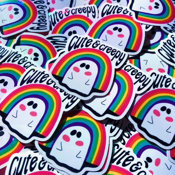 Cute & Creepy Sticker | Vinyl Sticker | Rainbow Ghost