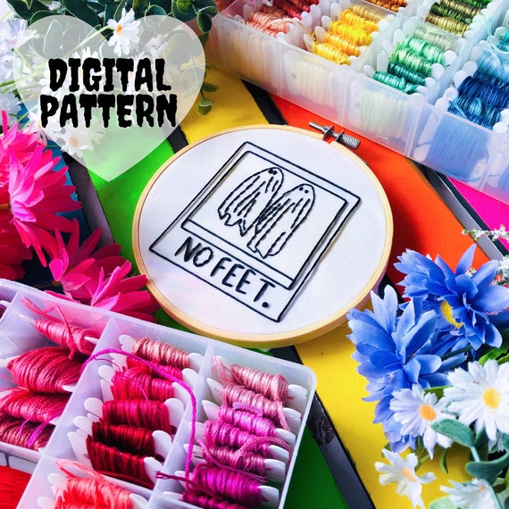 Beetlejuice Ghosts | No Feet Pattern | Digital Hand Embroidery Pattern | PDF Digital Download | Beginner