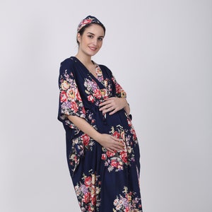 Nursing kaftan. Maternity gown. Breastfeeding shoulder snaps. Birthing back snaps. Mommy and me outfits. Maternity clothes. Pregnancy gown.
