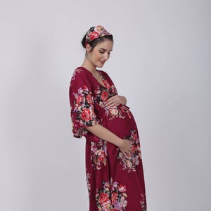 Nursing kaftan. Maternity gown. Breastfeeding shoulder snaps. Birthing back snaps. Mommy and me outfits. Maternity clothes. Pregnancy gown.