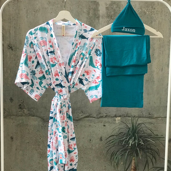 Maternity Robe and Swaddle Set Boy Etsy