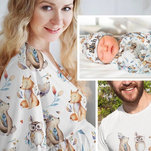 Robe and Swaddle Set Boy. Baby and Mommy Matching Hospital Etsy