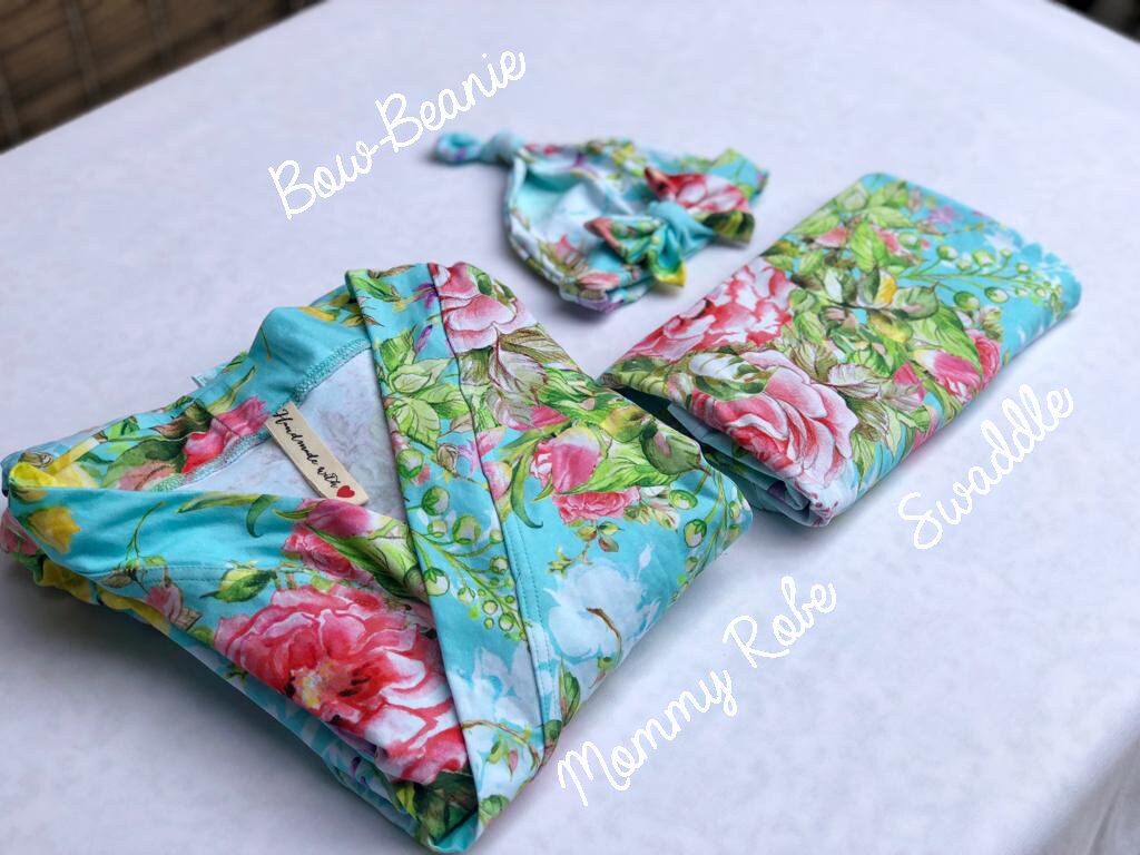 Mommy and Me, to Be Moms Robe, Delivery Robe, Labor and Birth, Pregnancy  Robe Set, Floral Delivery, Birthing Robe, Maternity Robe Set Girl 