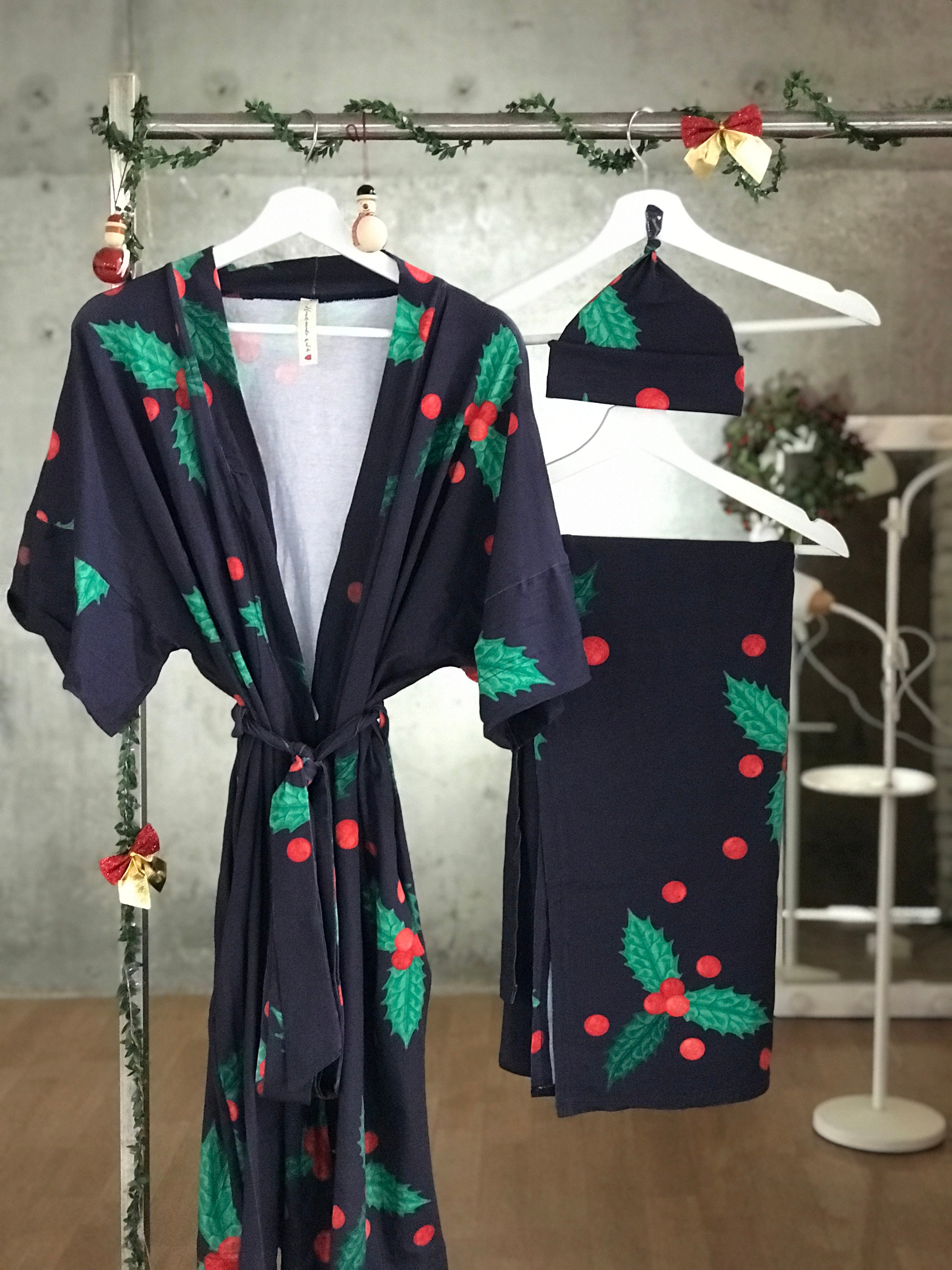 Christmas. Mommy and me Robe and swaddle set. Maternity robe Etsy