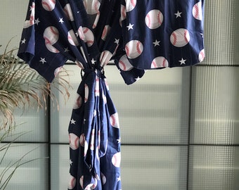 Baseball Maternity Nursing Labor Delivery robe & Matching Baby boy swaddle Blanket Set Daddy T-shirt Personalized hat Christmas Gift