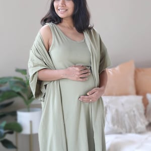 Organic Baby shower gift, Baby girl or baby boy gift, Labor and delivery hospital gown, Maternity dress, Mommy and me outfits for pregnancy
