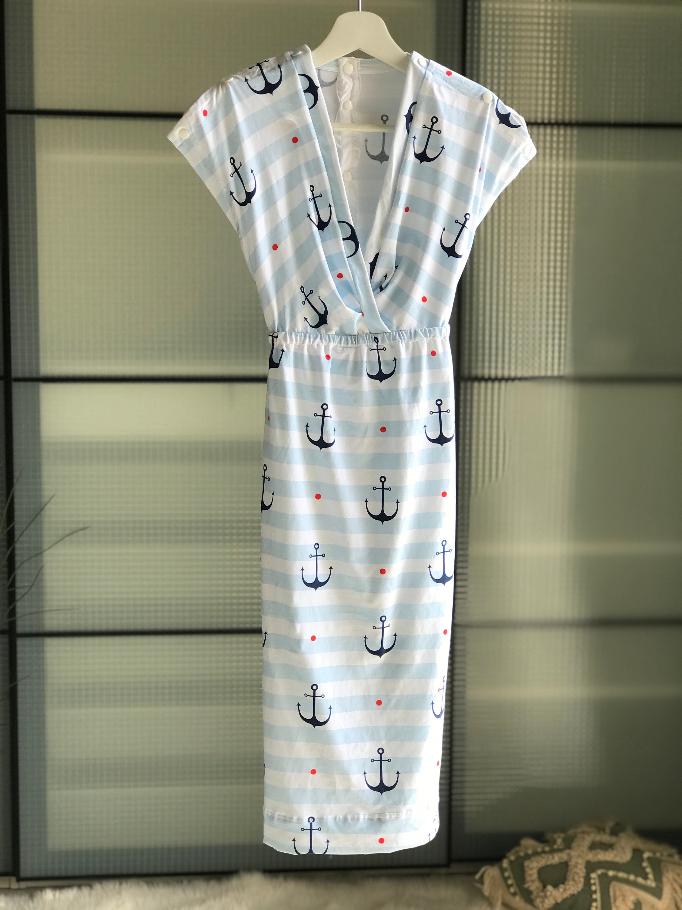 Mommy and me. Delivery gown. Matching swaddle set boy. Etsy