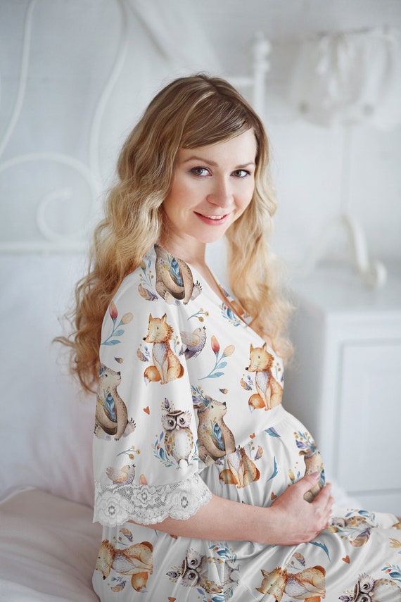 Maternity Robe and Swaddle Set Boy. Mommy and Me Robe and Swaddle Set. Baby Shower Gift. Forest Woodland Theme. Hospital Bag. Etsy