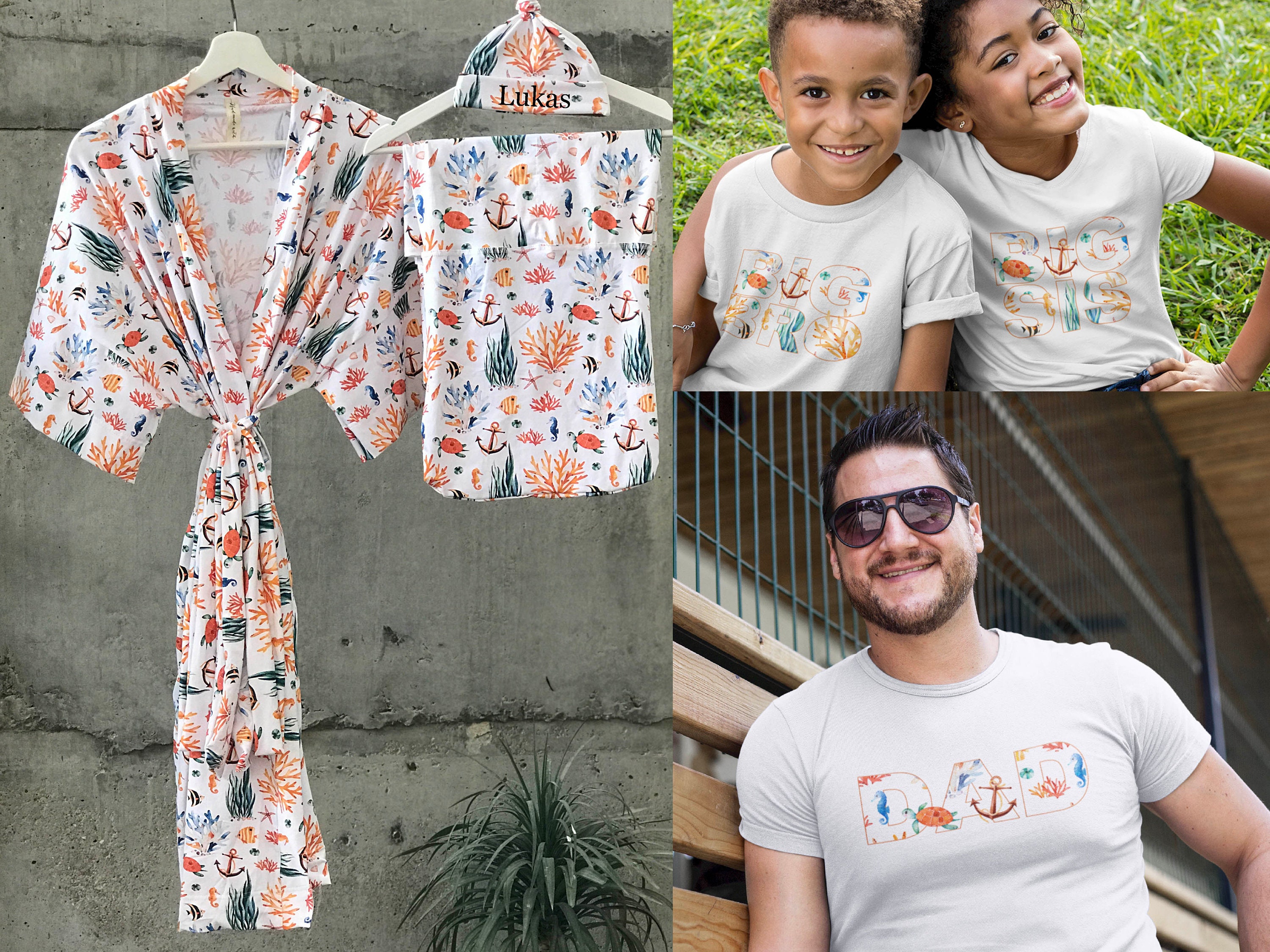 Mommy and me Maternity robe and swaddle set boy. Matching dad Etsy