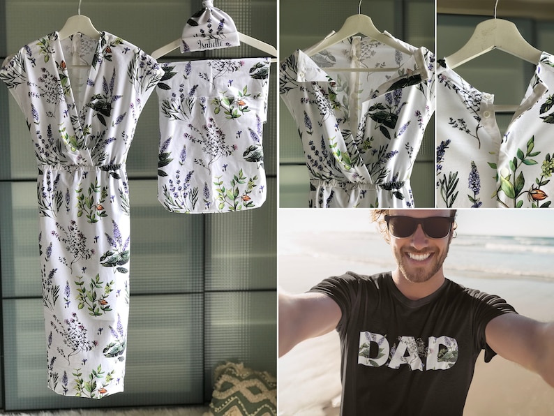 Mommy and Me. Delivery Gown. Matching Swaddle Set. Hospital Etsy